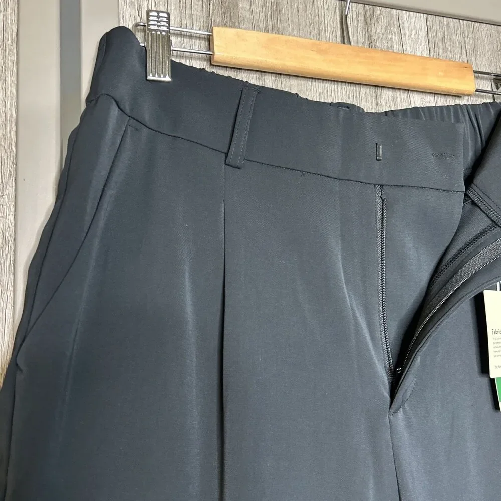 Halara Pants Women Size L Pleated Tapered Leg Black Color NWT